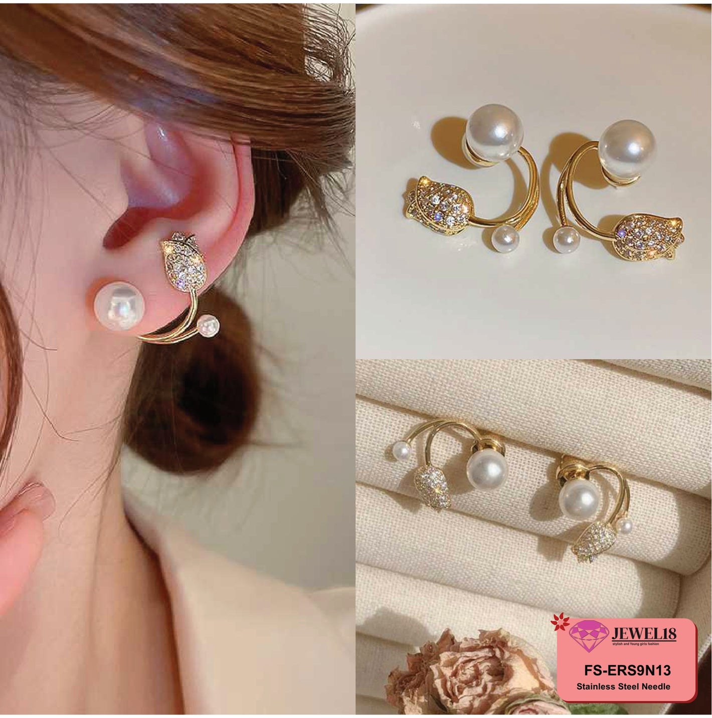 JEWEL18 EARRINGS  EAR FASHION GLOBAL DESIGN GENUINE #9N13